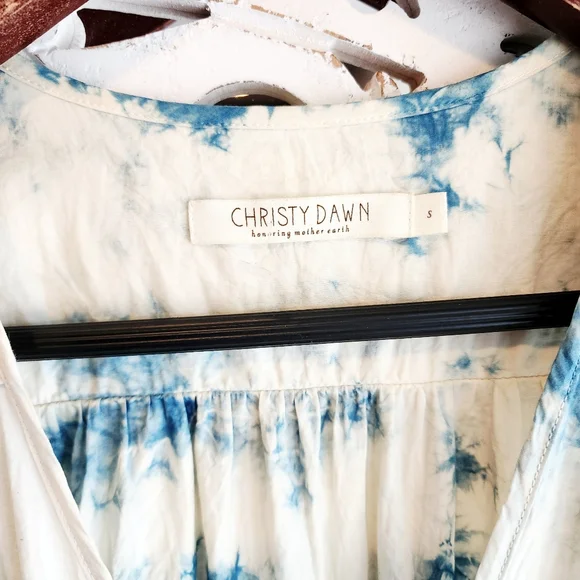 CHRISTY DAWN TIE-DYE  BLUE/WHITE PRINT MIDI PULL-ON DESIGN SZ SMALL - Picture 7 of 16